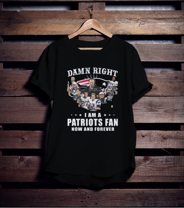Damn Right I Am A Patriots Fan Now And Forever New England Players Signatures T-Shirt