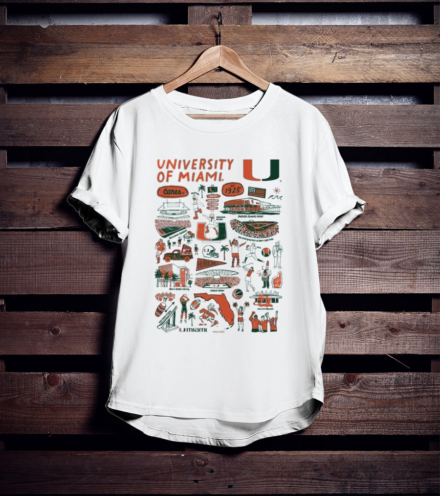 University Of Miami Canes Est 1925 Tropical Park Miami Dade Orange Bowl Gables Hurricanes Umiami T-Shirt