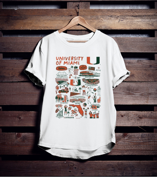 University Of Miami Canes Est 1925 Tropical Park Miami Dade Orange Bowl Gables Hurricanes Umiami T-Shirt