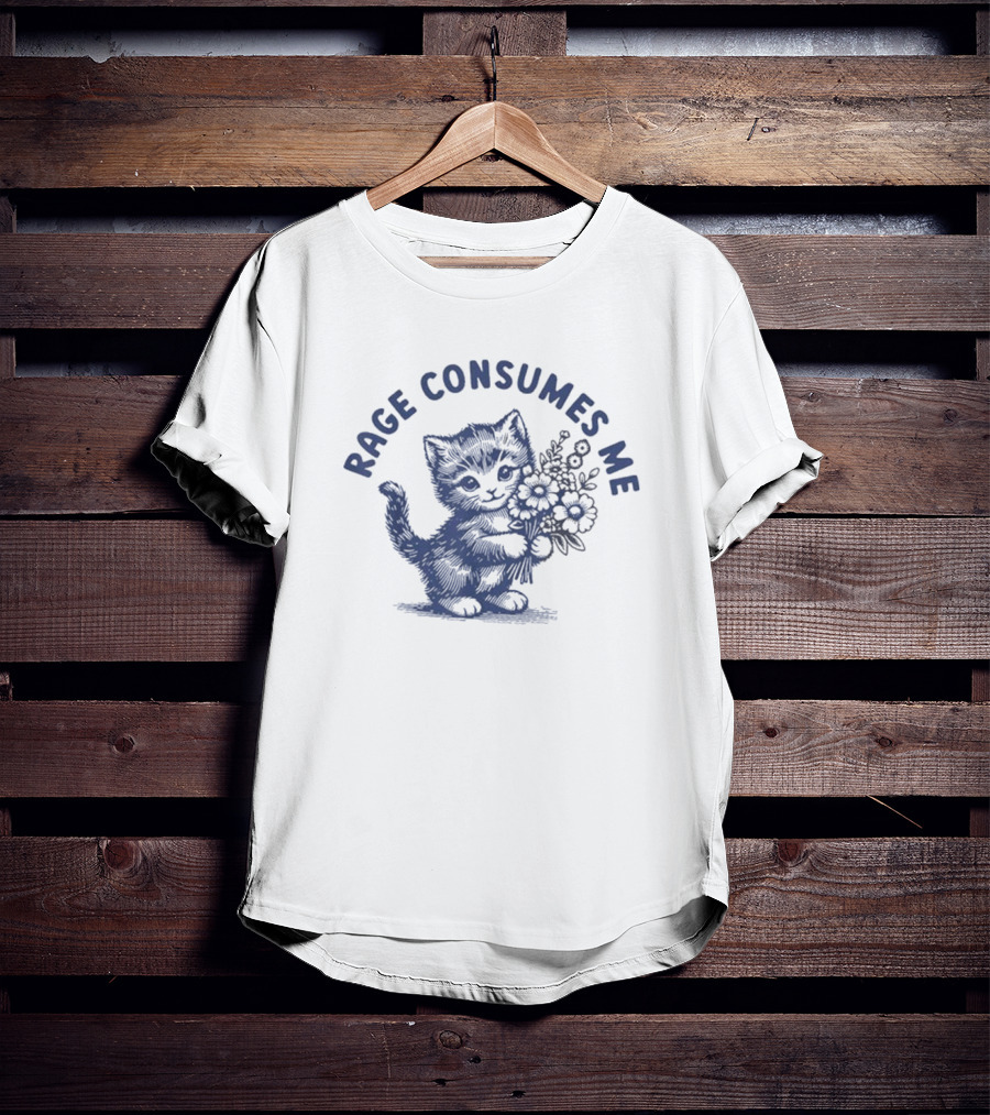 Rage Consumes Me Floral Cat T-Shirt