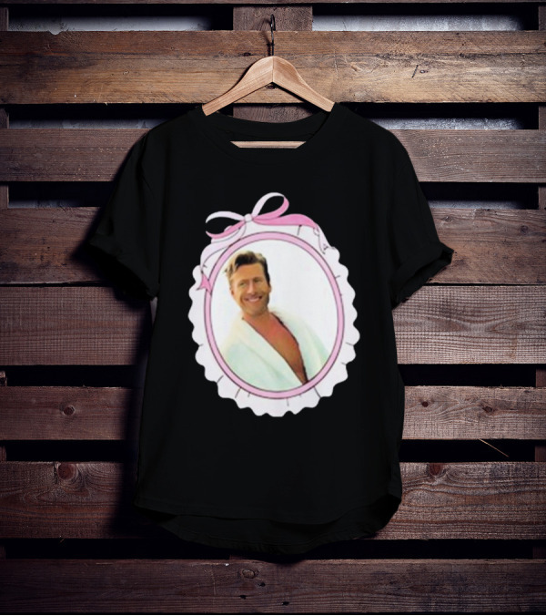 Cherrydaze Glen Powell Pink Ribbon Scalloped Frame T-Shirt