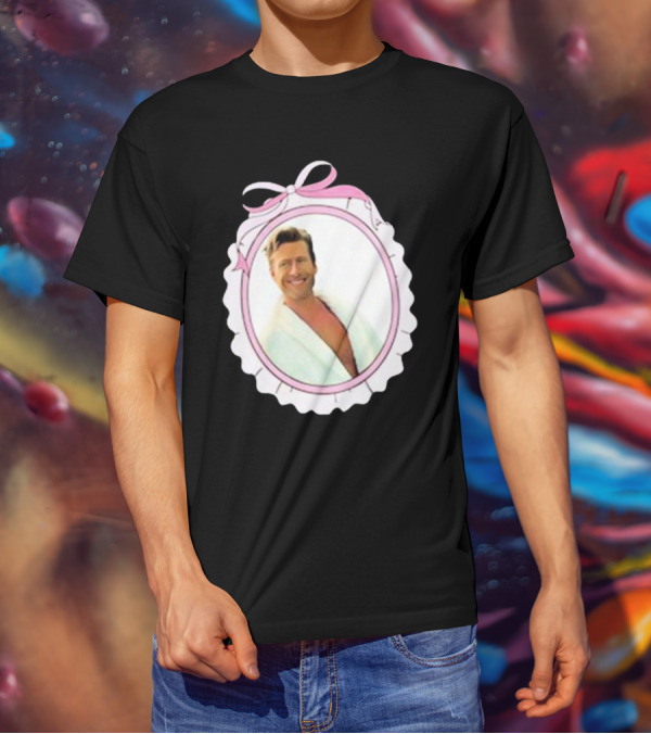 Cherrydaze Glen Powell Pink Ribbon Scalloped Frame T-Shirt