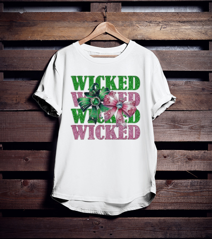 Wicked Coquette Glitter Green Pink Bow Hat T-Shirt