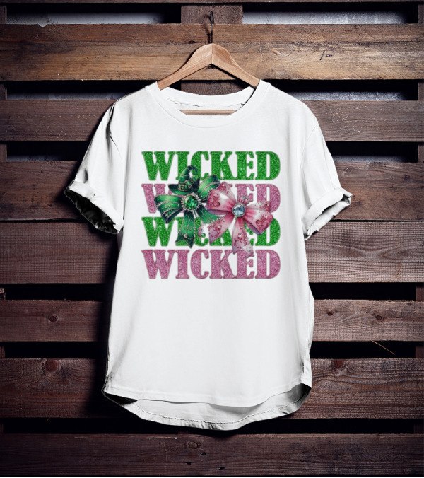 Wicked Coquette Glitter Green Pink Bow Hat T-Shirt