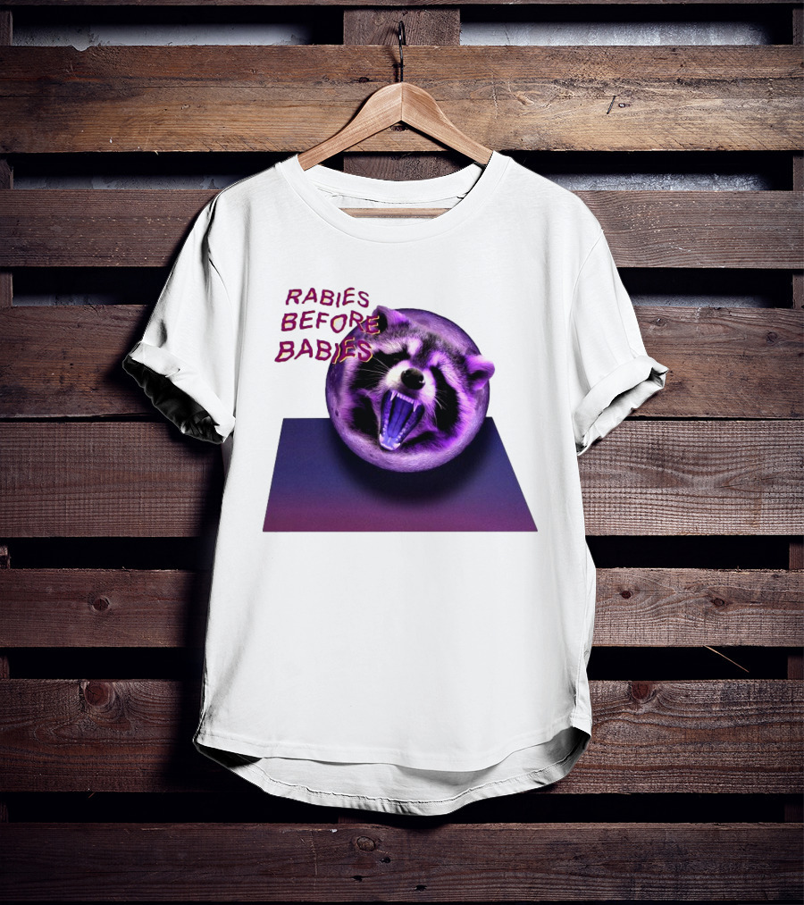 Rabies Before Babies Raccoon Spherical Illusion T-Shirt