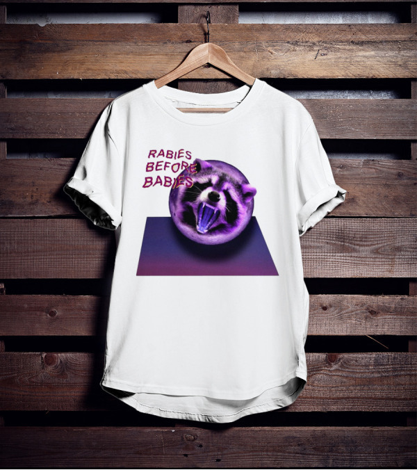 Rabies Before Babies Raccoon Spherical Illusion T-Shirt