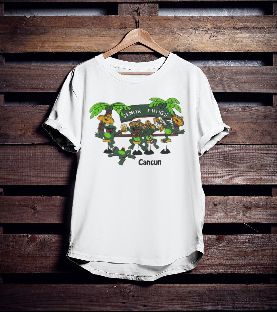 Señor Frog’s Cancun Mexico Palm Trees And Frogs With Sombreros T-Shirt
