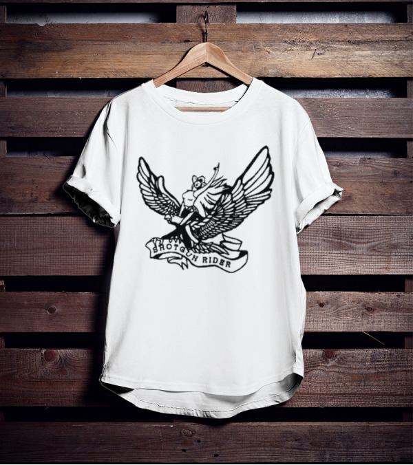 Shotgun Rider Eagle Motorcyclist Banner T-Shirt