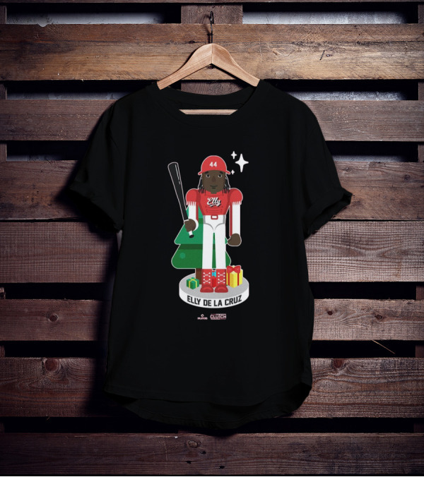 Elly De La Cruz MLBPA Nutcracker Cincinnati Reds MLB Christmas Festive Holiday Clutch Baseball Player Image T-Shirt