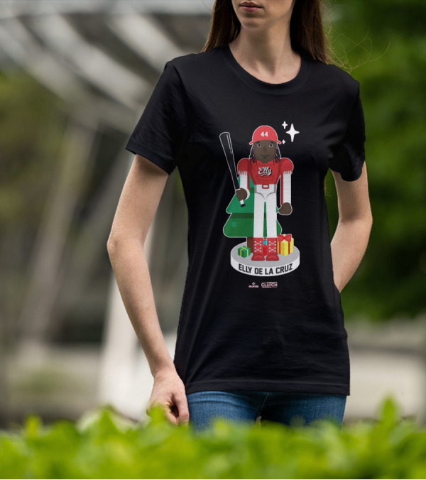 Elly De La Cruz MLBPA Nutcracker Cincinnati Reds MLB Christmas Festive Holiday Clutch Baseball Player Image T-Shirt