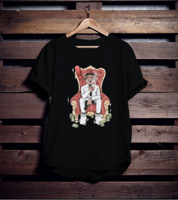 Top Kid Korro Sitting On Red Throne With Money Rolls And Suit T-Shirt