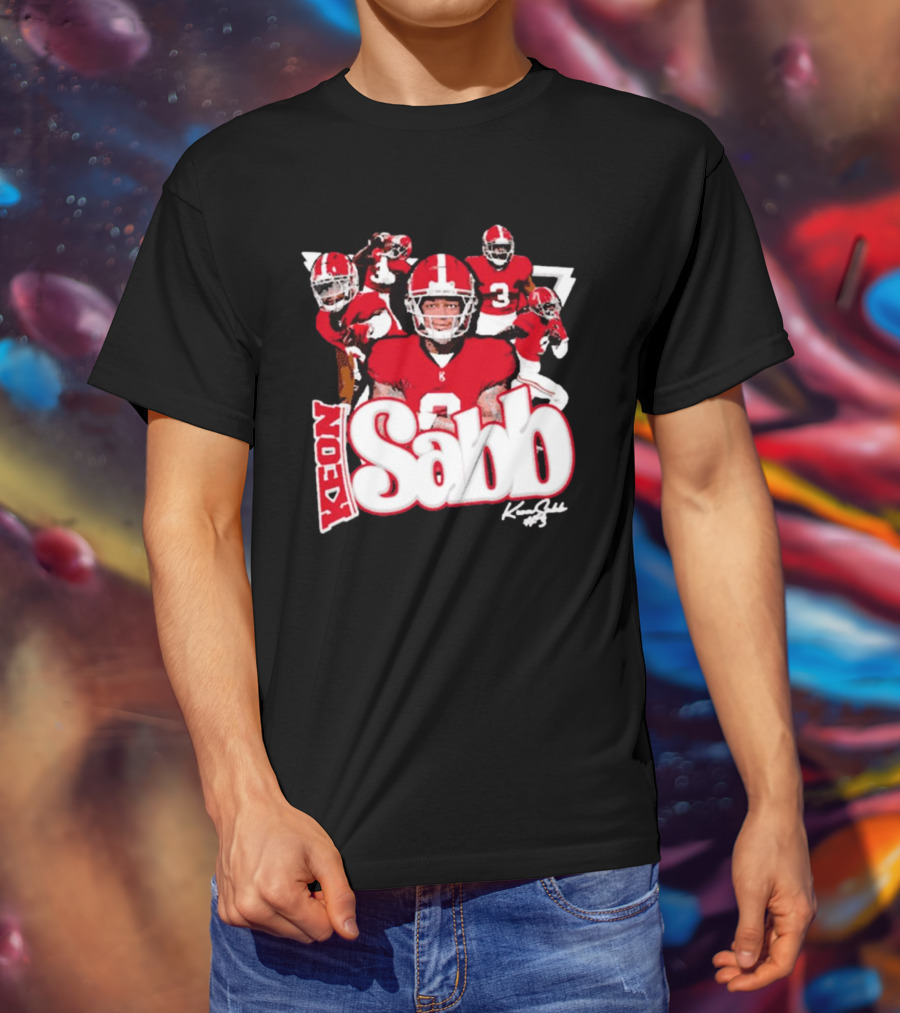 Keon Sabb 3 Alabama Crimson Tide Football Caricature Signature Crimson Jersey Players T-Shirt