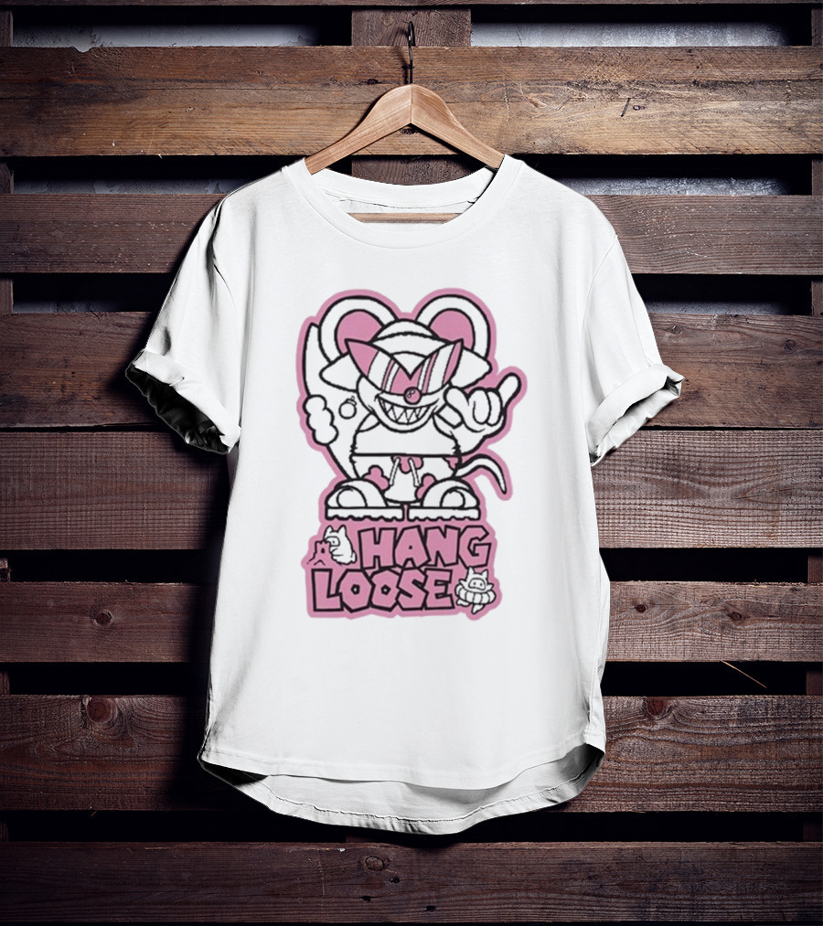 Hang Loose Mouse Art With Sunglasses And Surfboard T-Shirt