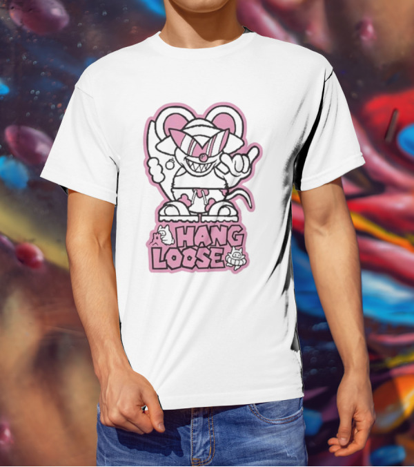 Hang Loose Mouse Art With Sunglasses And Surfboard T-Shirt
