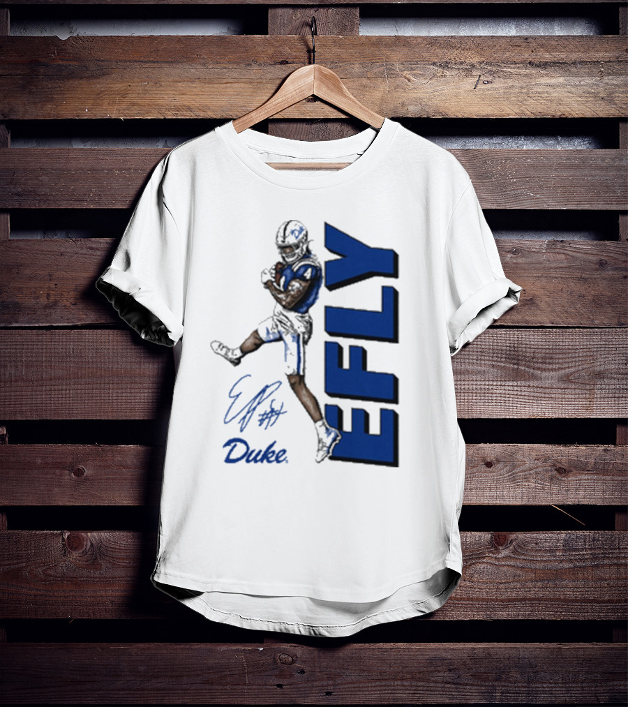 Eli Pancol #4 Duke Blue Devils EFLY Football Signature T-Shirt
