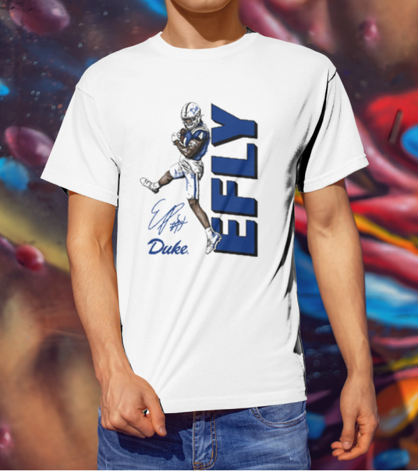 Eli Pancol #4 Duke Blue Devils EFLY Football Signature T-Shirt