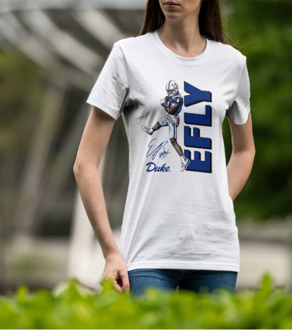 Eli Pancol #4 Duke Blue Devils EFLY Football Signature T-Shirt