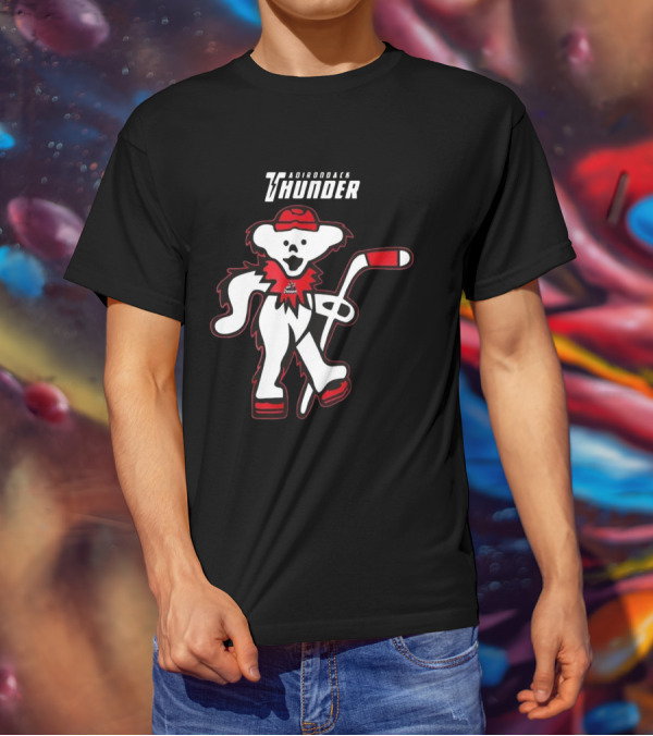 Adirondack Thunder Grateful Dead Night 2025 Hockey Bear T-Shirt