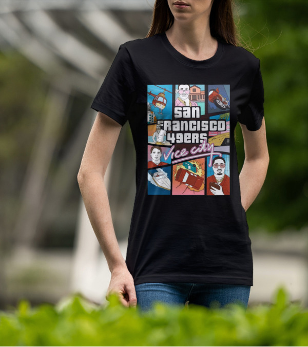San Francisco 49ers Vice City Helicopter Car Yacht Football T-Shirt