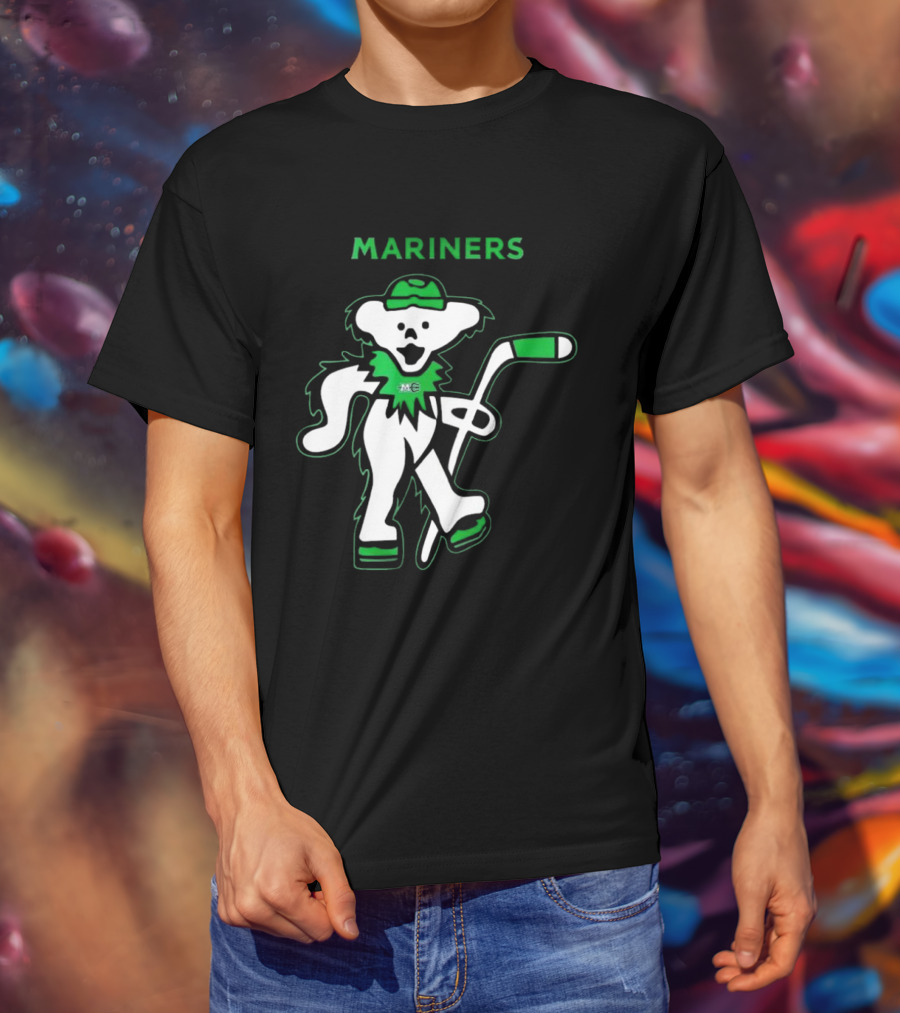 Maine Mariners 2025 Grateful Dead Night Hockey Dancing Bear T-Shirt