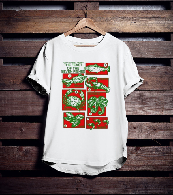 Double Wonderful Presents The Feast Of The Seven Fishes Fish Squid Lobster Crab Octopus Shrimp Clams T-Shirt