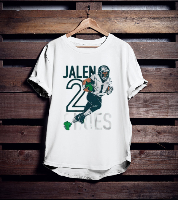 Jalen Hurts Two Shoes Philadelphia Eagles NFL Player Football Action T-Shirt