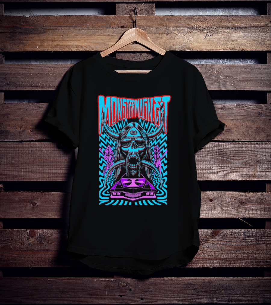 Monster Magnet Vampiric Psychedelic Skull And Car T-Shirt