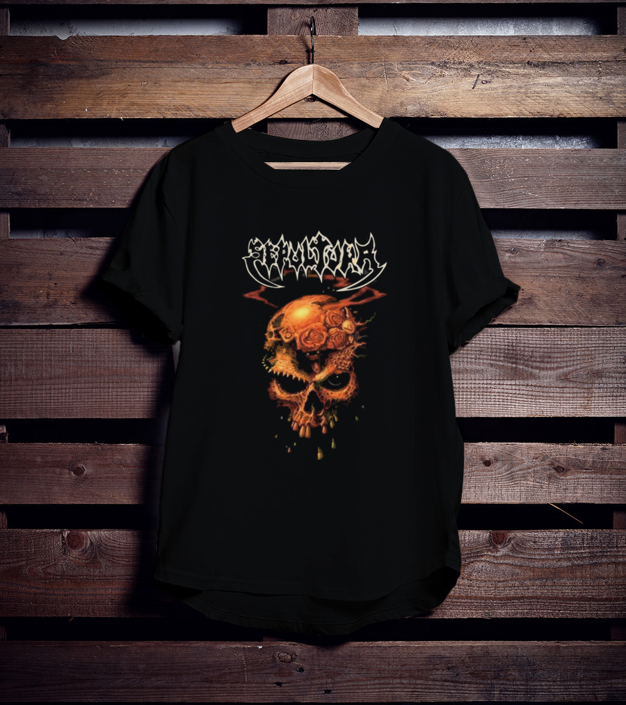 Sepultura Beneath The Remains Skull Design With Roses And Flames T-Shirt