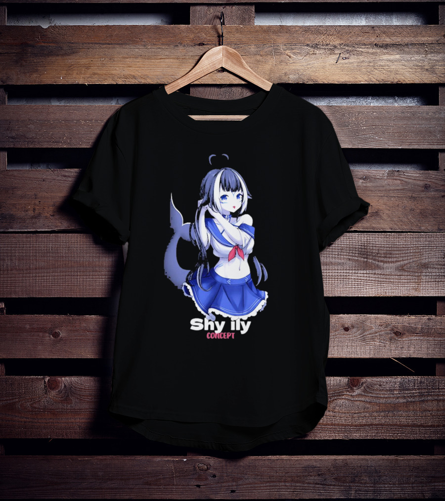 Shy Lily Concept Monochrome Anime Character T-Shirt
