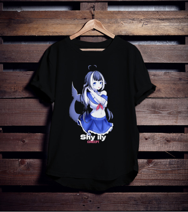 Shy Lily Concept Monochrome Anime Character T-Shirt