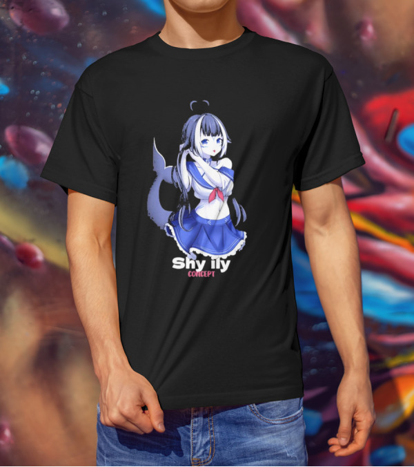 Shy Lily Concept Monochrome Anime Character T-Shirt