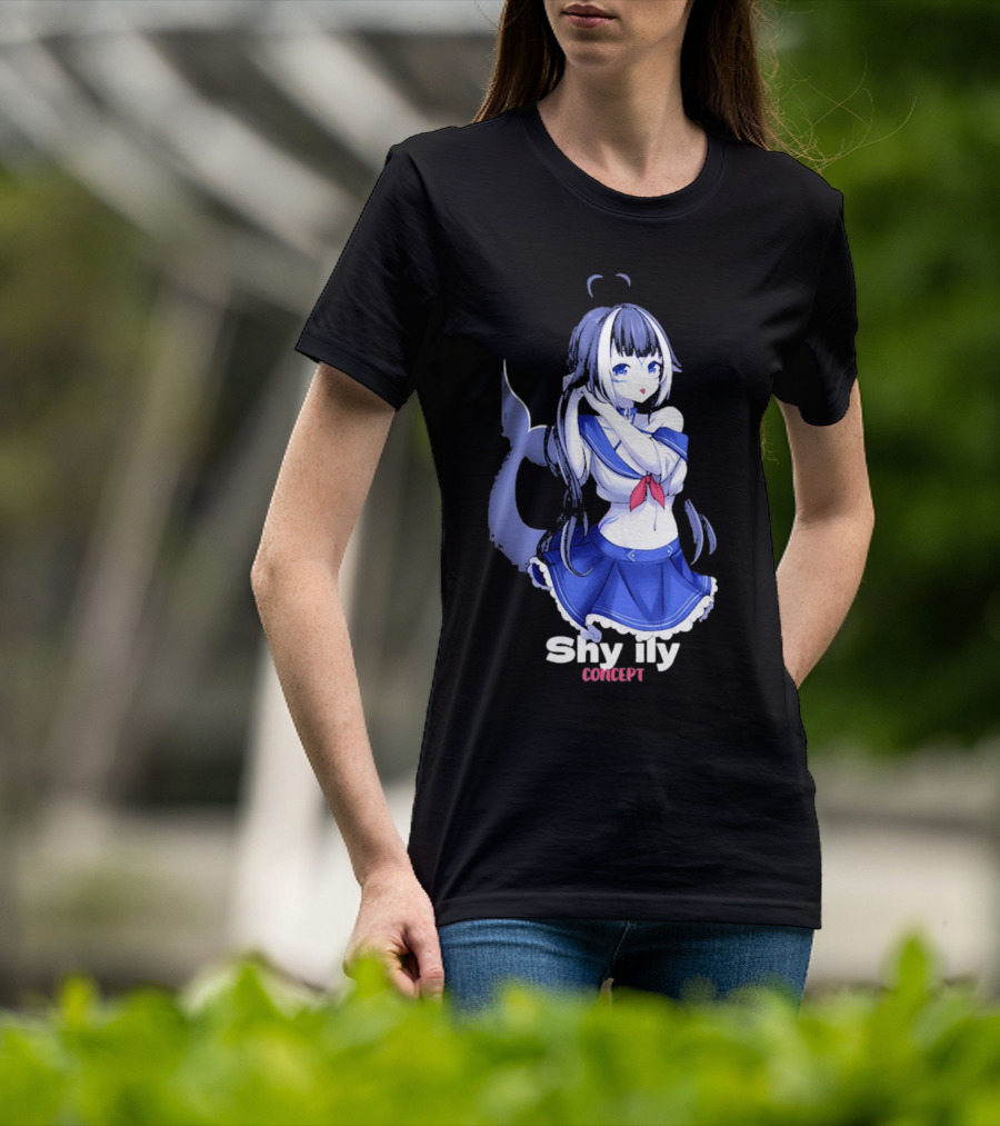 Shy Lily Concept Monochrome Anime Character T-Shirt