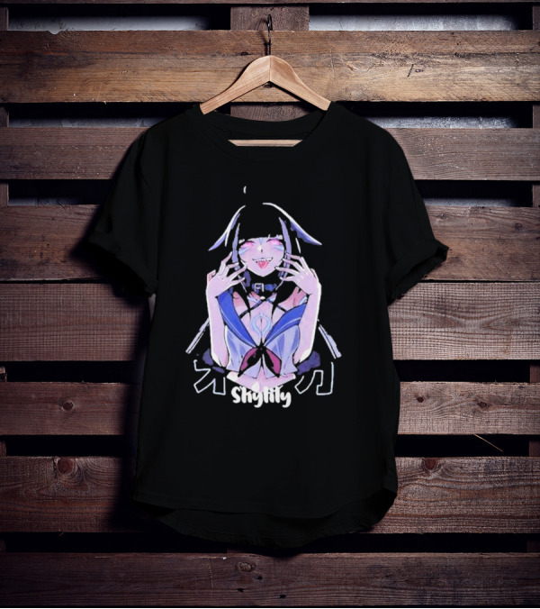 Shylily Yandere Anime Character With Fanged Smile And Pointed Ears T-Shirt