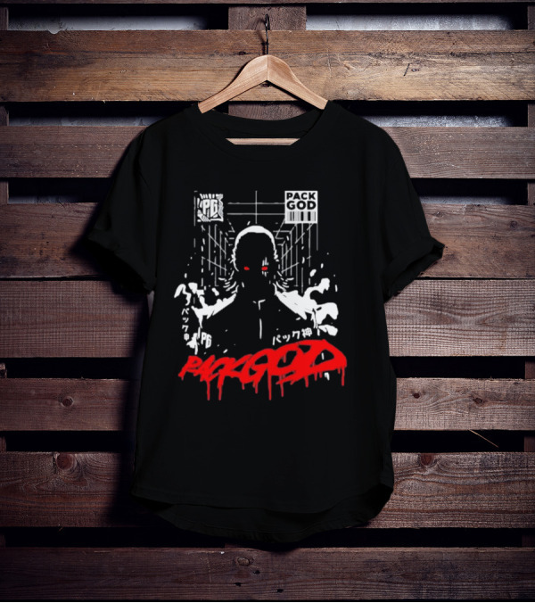 Packgod PG Red Eyes Urban Barcode Aesthetic T-Shirt