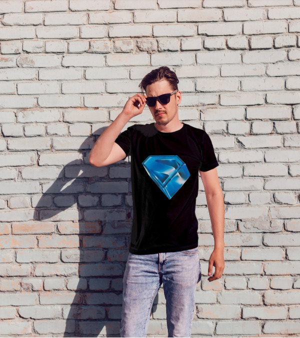 Superman 2025 Movie Stylized S-Shield Blue Diamond Emblem T-Shirt