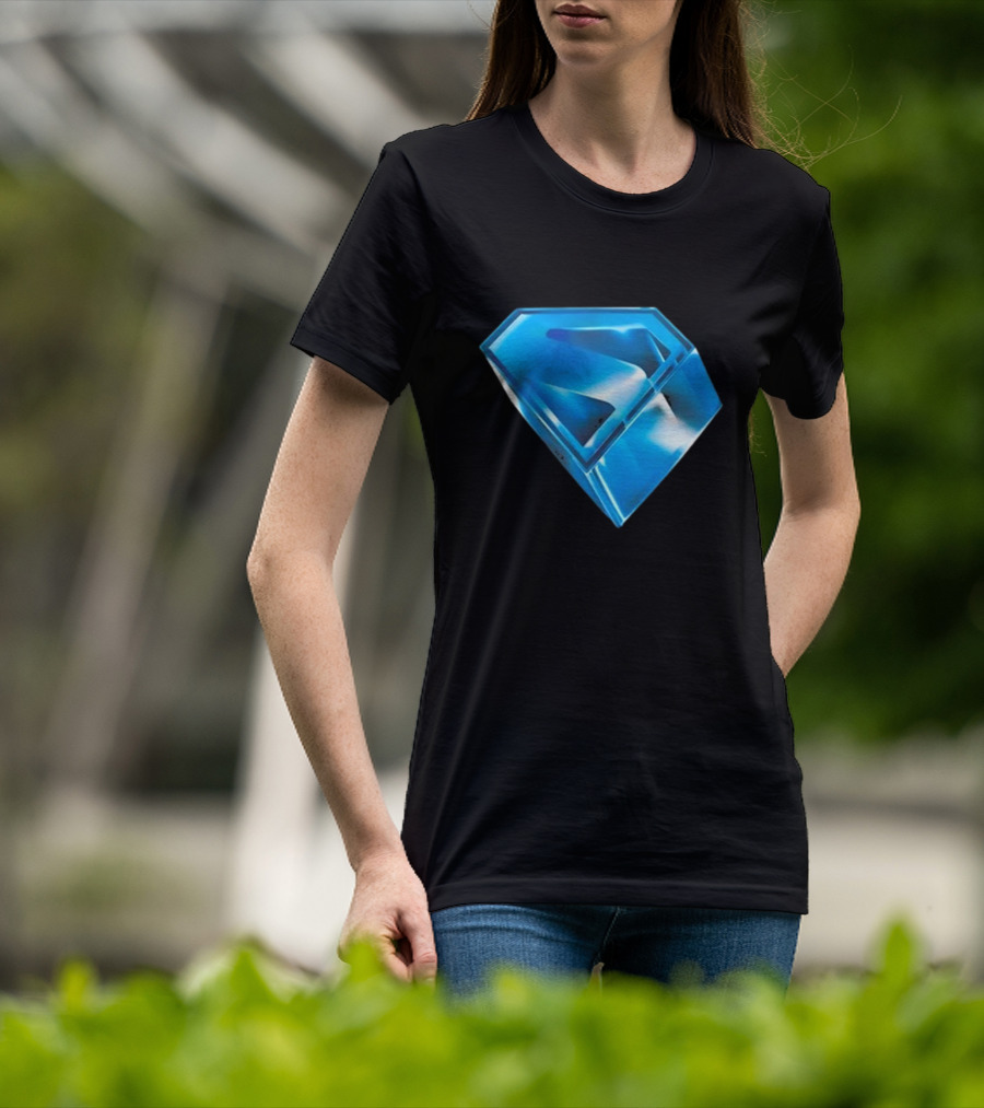 Superman 2025 Movie Stylized S-Shield Blue Diamond Emblem T-Shirt