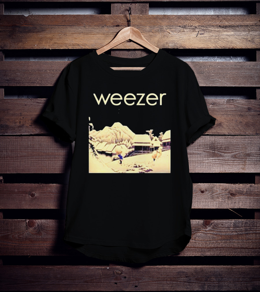 Weezer Pinkerton Album Snowy Village Scene T-Shirt