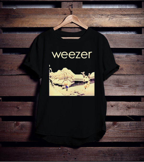 Weezer Pinkerton Album Snowy Village Scene T-Shirt