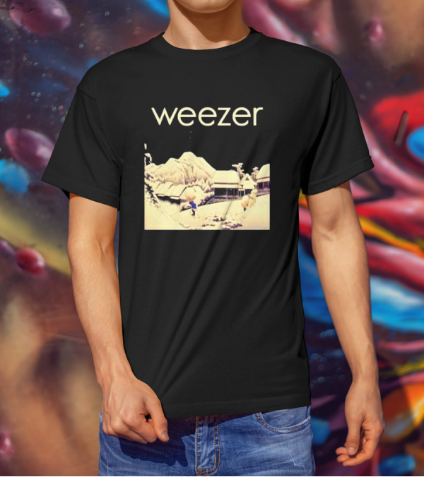 Weezer Pinkerton Album Snowy Village Scene T-Shirt