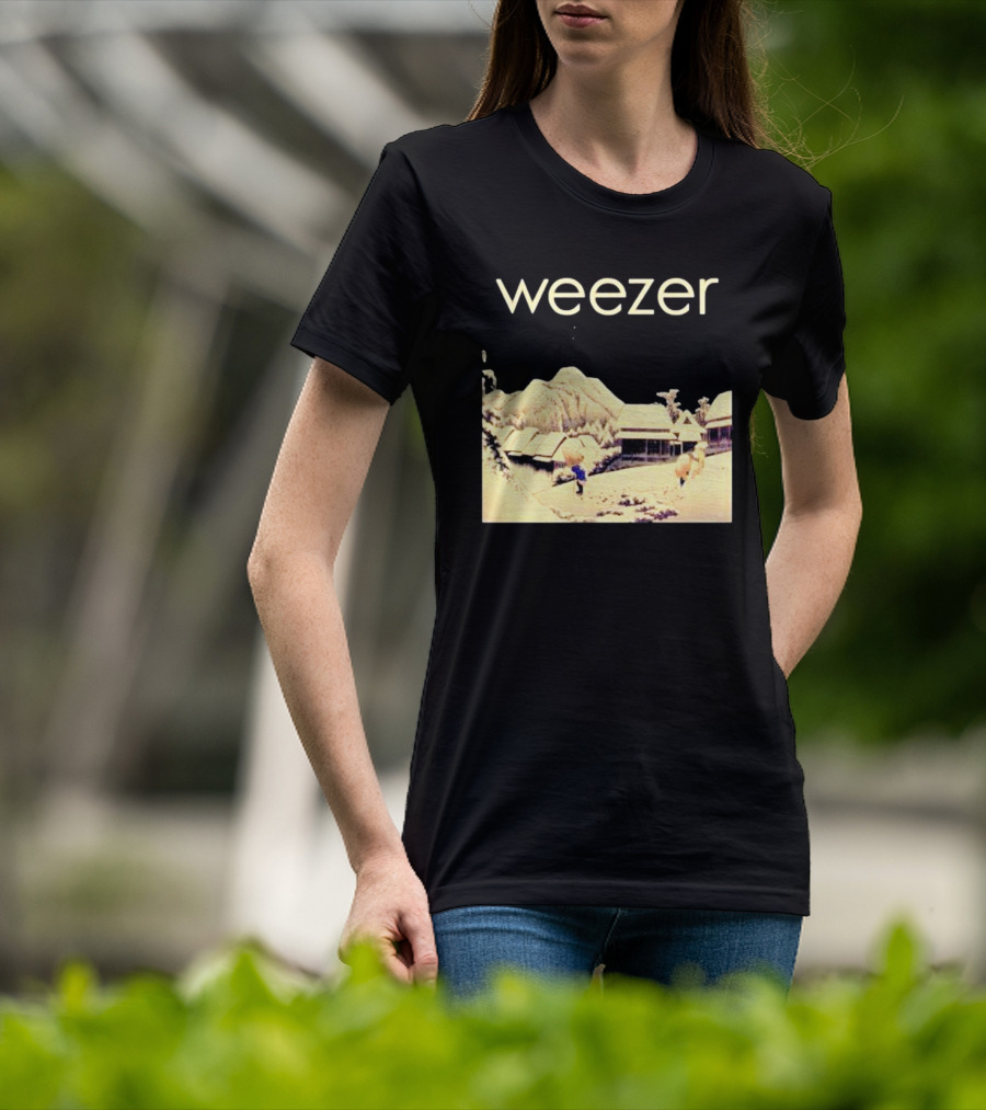 Weezer Pinkerton Album Snowy Village Scene T-Shirt