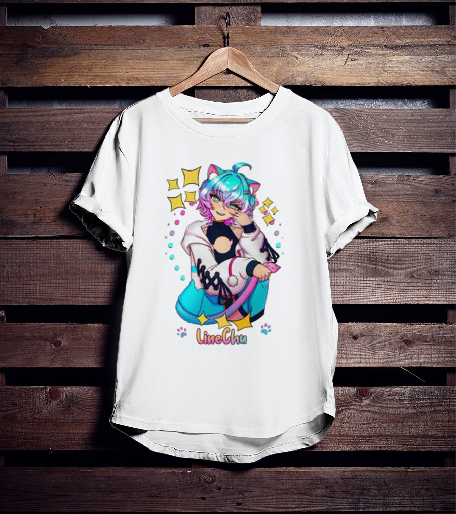 LineChu Glimmer Anime Character With Cat Ears And Colorful Pastel Aesthetic T-Shirt