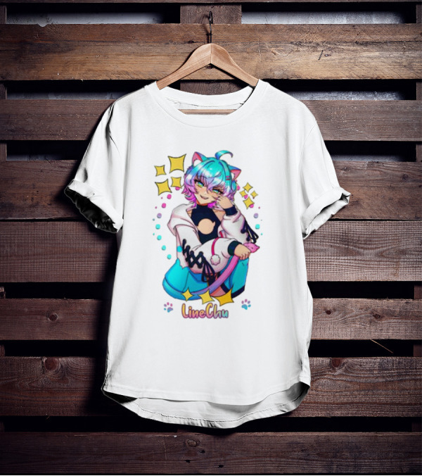 LineChu Glimmer Anime Character With Cat Ears And Colorful Pastel Aesthetic T-Shirt