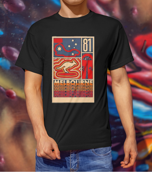 Melbourne 81 Stars Kangaroo Design Funny Oscar Piastri T-Shirt