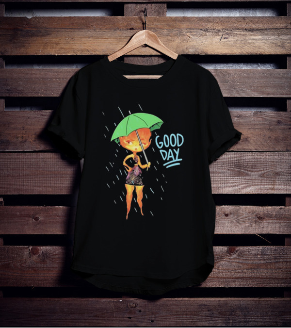 Good Day Ember Lumen Raindrops Green Umbrella T-Shirt