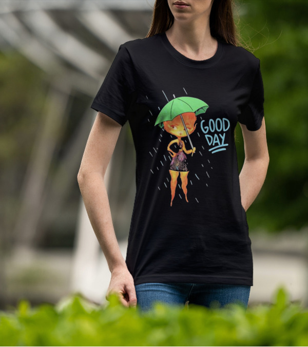 Good Day Ember Lumen Raindrops Green Umbrella T-Shirt