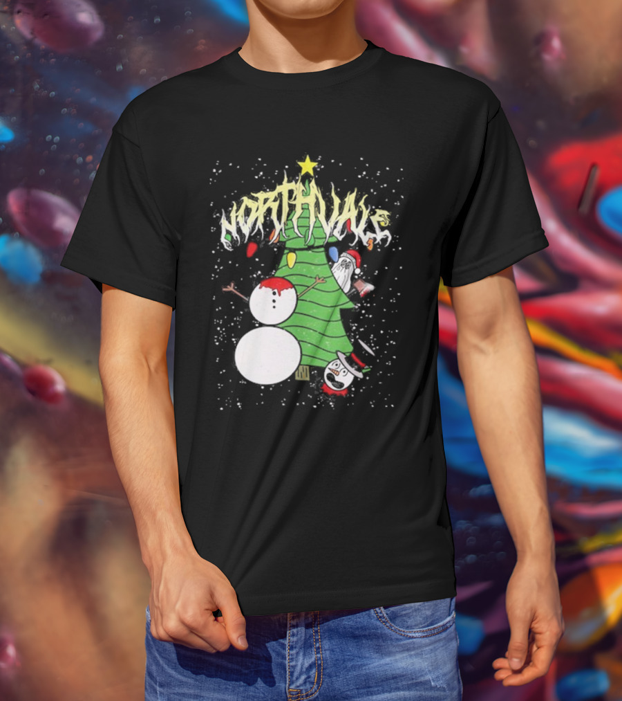 Northvale Headless Snowman Christmas Tree Festive Holiday Scene T-Shirt