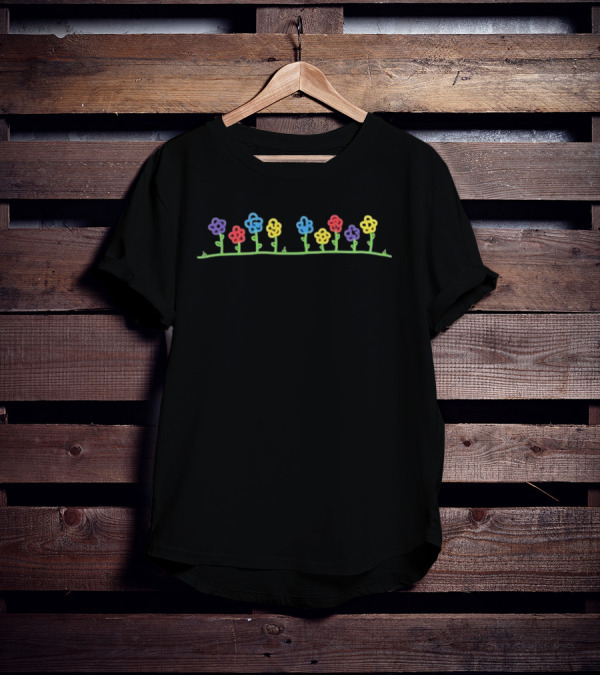 Oogy World Floral Lineup Vibrant Flower Field T-Shirt