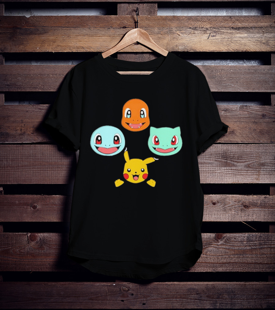 Pokemon Bohemian Rhapsody Charmander Squirtle Bulbasaur Pikachu Faces T-Shirt