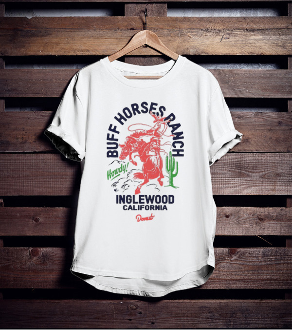 Buff Horses Ranch Howdy Inglewood California Donut T-Shirt