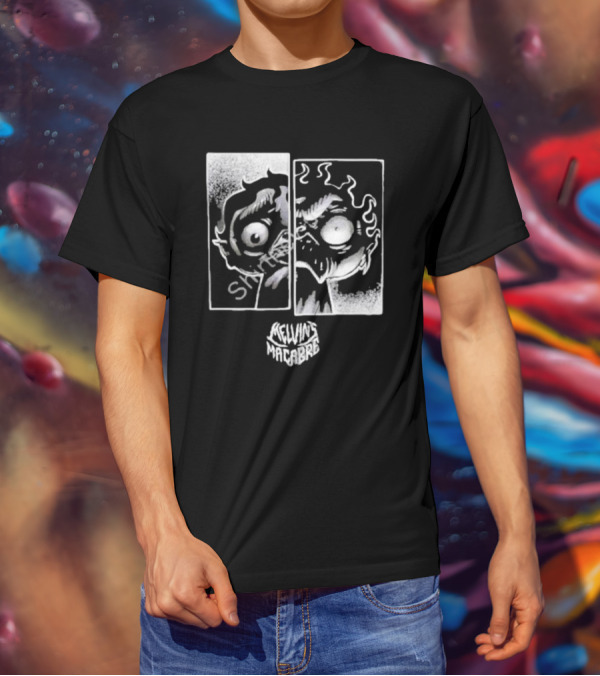 MeatCanyon Merch Melvin’s Macabre Split Face Creepy Comic T-Shirt